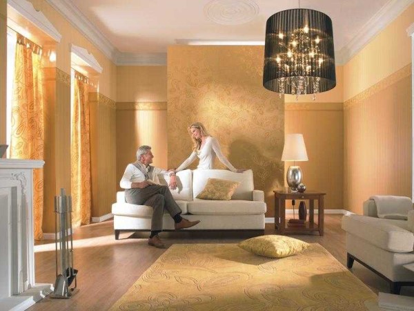 In the photo, different wallpapers in one room are very well chosen