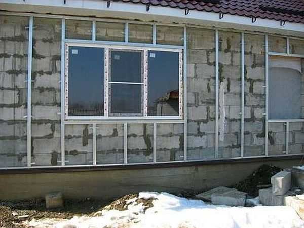 An example of lathing for siding or lining