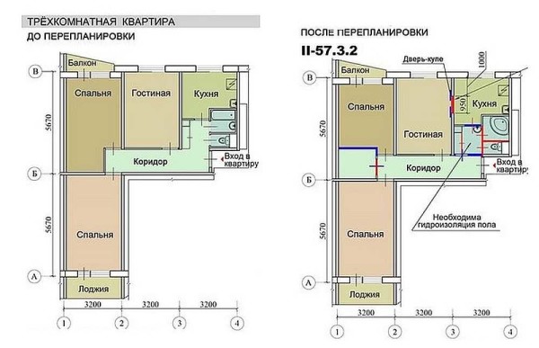 Redevelopment of a three-room Khrushchev: before and after photos