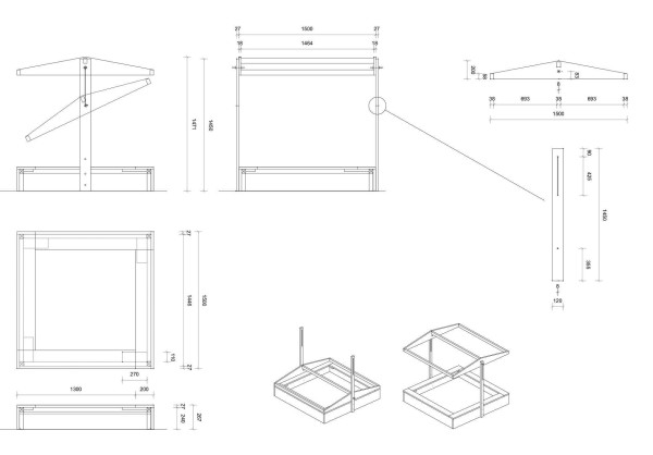 Sandbox drawing with a canopy