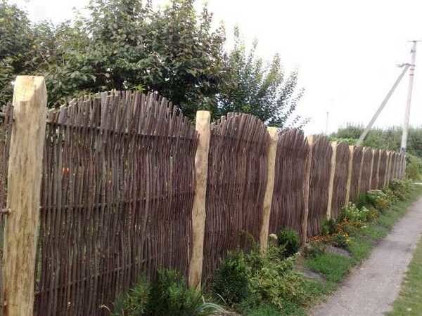 Wicker fence with vertical braiding