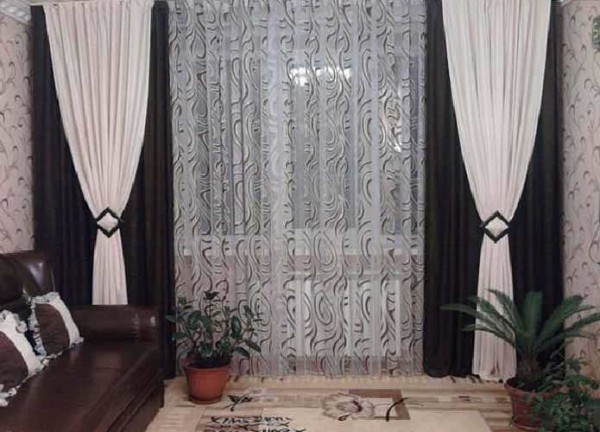 modern curtains in the living room photo without lambrequin