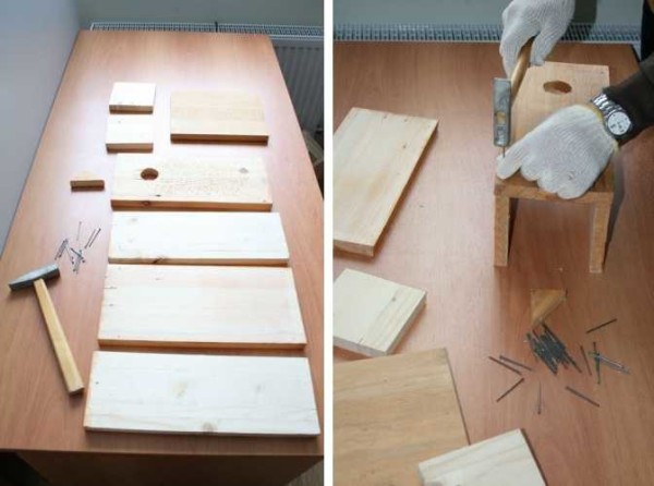 We start to build a birdhouse