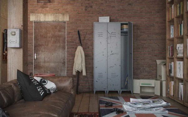 Metal locker from the factory locker room -