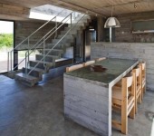 Concrete staircase in loft interior