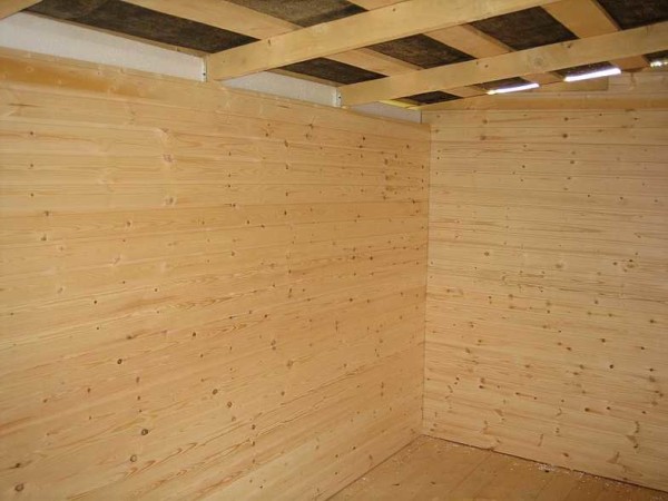 Inside, too, was lined with clapboard