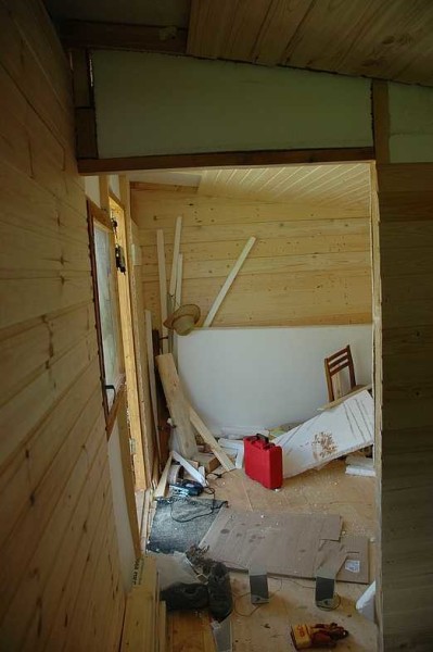 Finishing the piece above the doorway