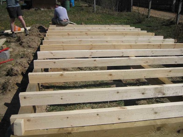 We laid the floor logs