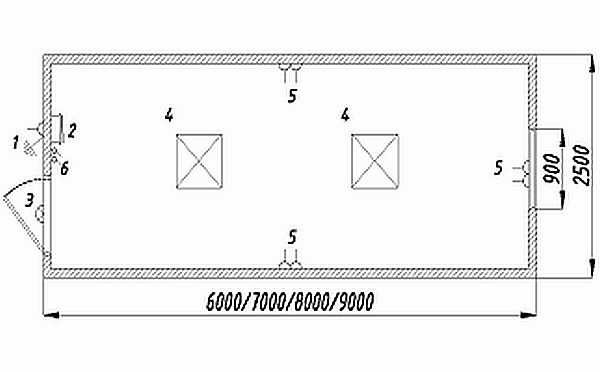 Drawing of a cabins with dimensions