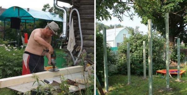 We prepare the pillars, impregnate, set up and concrete