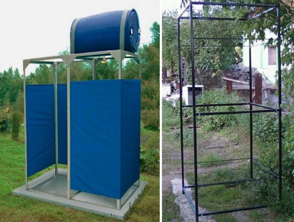 Metal frame for a shower in the country