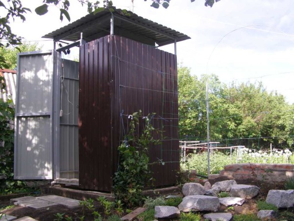 Shower in the country from a profiled sheet
