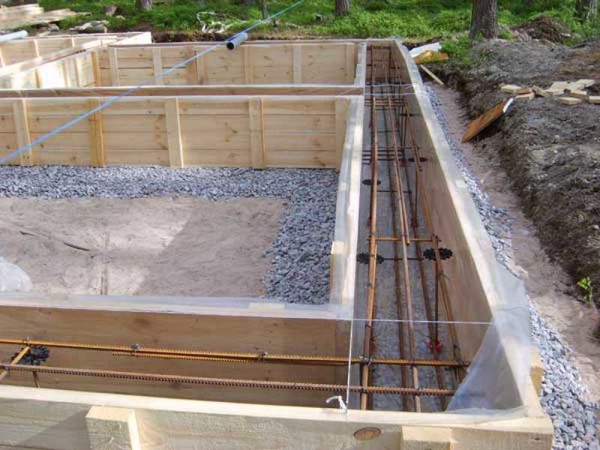 The strip foundation is ready for pouring concrete