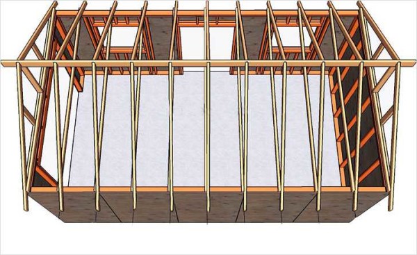 An example of a gable roof truss system