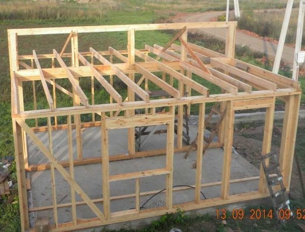 Garage frame made of plank