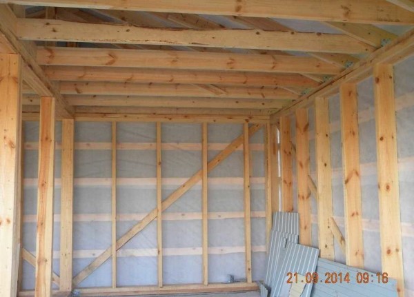 Windproof membrane over the frame