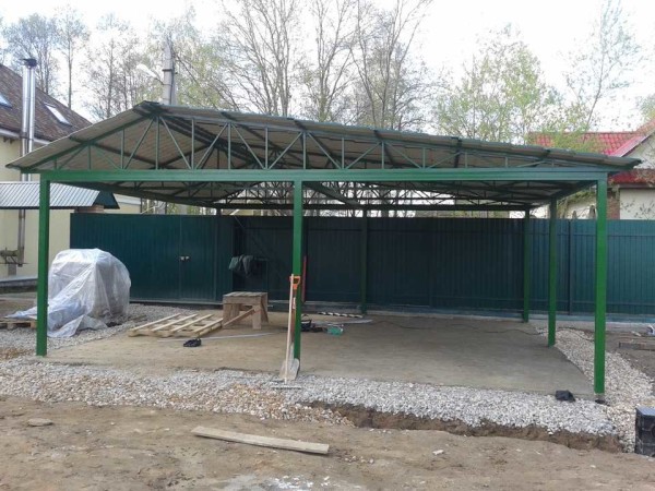 Concrete area under a carport