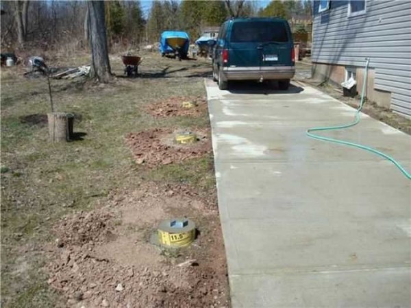 It looks like a flooded row of supports for a car canopy