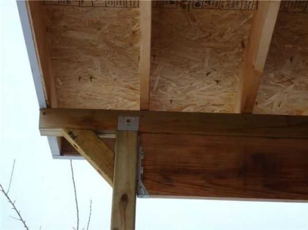 The sidewall was sewn up with a board - so that the rain gets less
