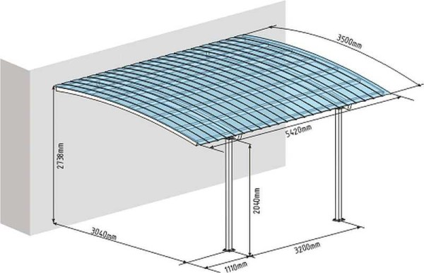 Drawing of a canopy with a shed roof attached to the house