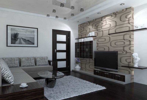 wallpaper in the living room combined photo