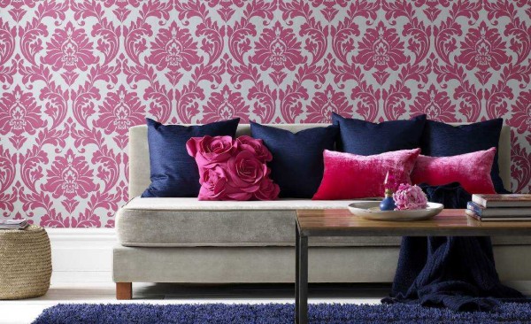 beautiful wallpaper in the living room photo