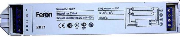 ECG for two fluorescent lamps