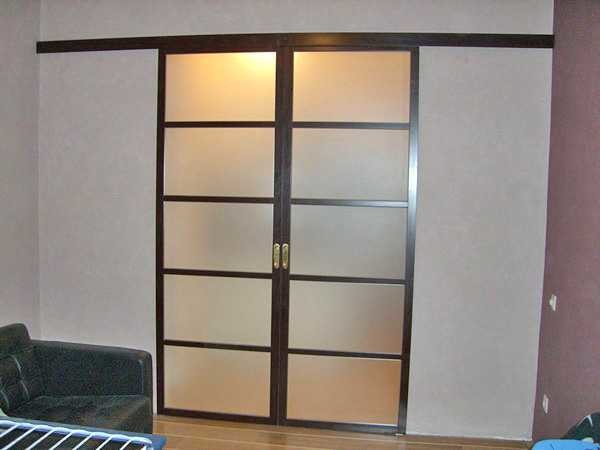 Compartment doors. The guide is mounted on the wall above the correct opening