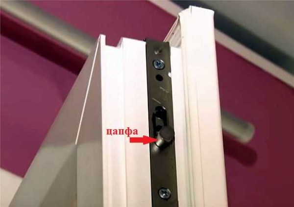 Trunnions on a metal-plastic door