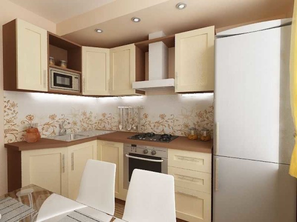 Kitchen renovation 9 sq. m with angled headset