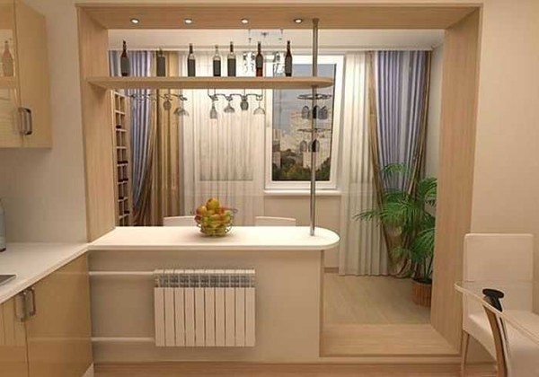 The rest of the wall can be turned into a bar counter