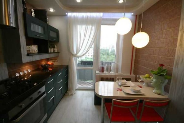 Kitchen renovation 9 sq m with non-insulated and balcony