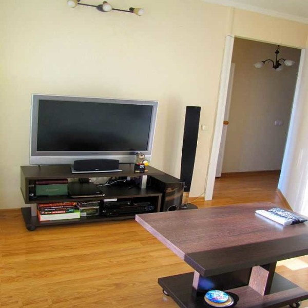 View of the living room from the side of the sofa