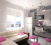 Even a sofa fits in the kitchen less than 9 meters