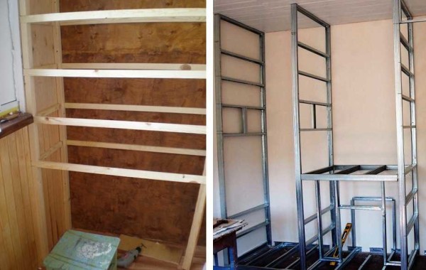For the frame, mainly two materials are used: a wooden beam and a metal profile