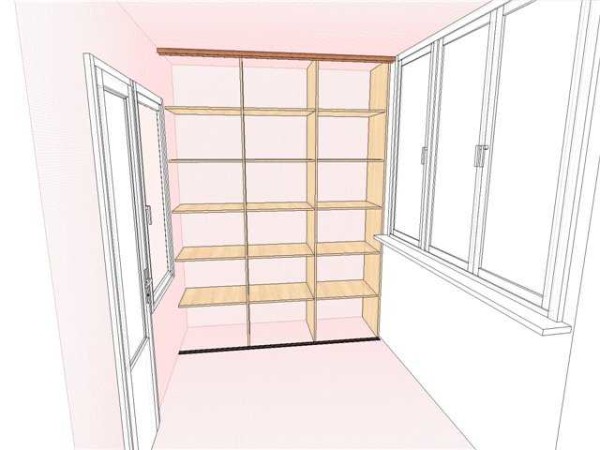Put a side panel made of chipboard near the glass, and attach the shelves to it
