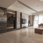 Living room interior in brown and beige tones in the style of minimalism