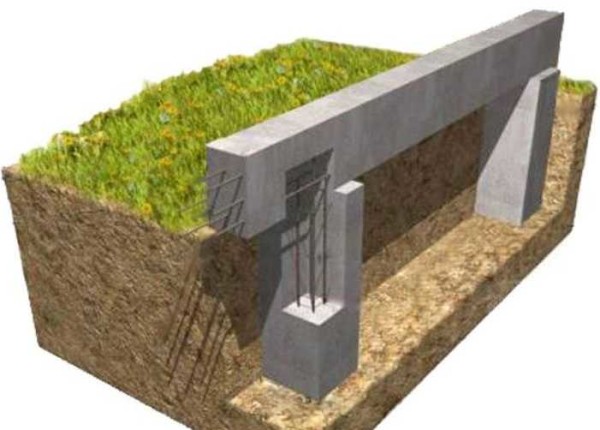An example of a columnar foundation with a monolithic grillage