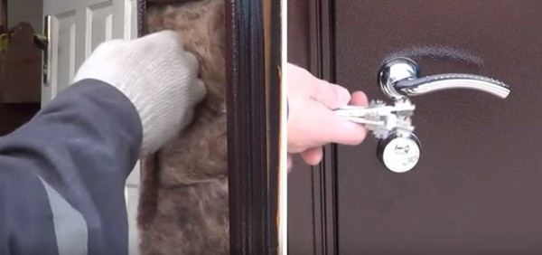 Preparing a steel door for installation: check the operation of the lock, insulate the box with mineral wool