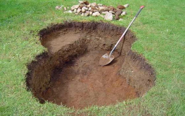 Dig a pit of the desired depth, forming ledges along the way