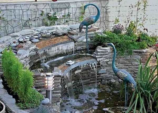 A reinforced base is required for such a waterfall near the house.