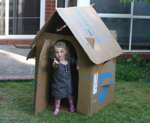 Children's house out of the box with a gable roof