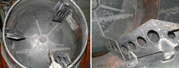 The shape of the blades is a tricky thing. It is necessary that they improve mixing, and not stop the concrete from falling down