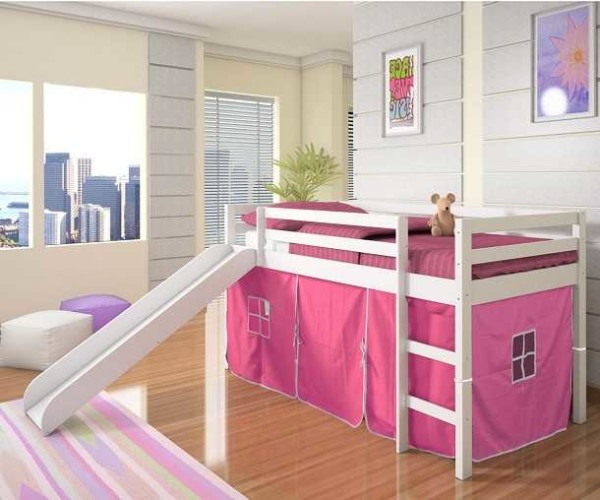 Loft bed with slide