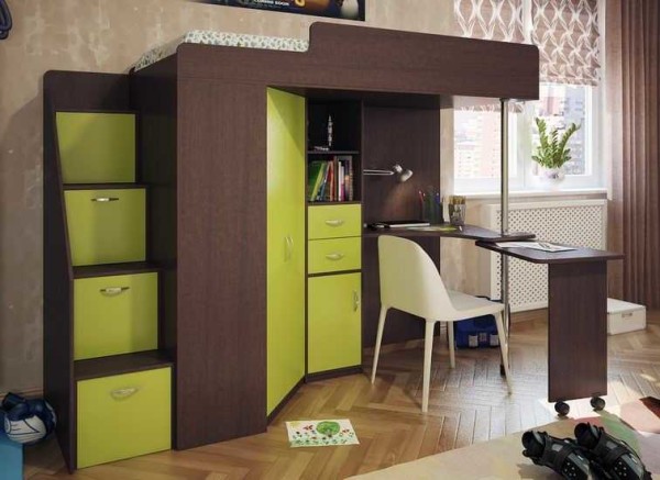 With 1 door wardrobe and pull-out table