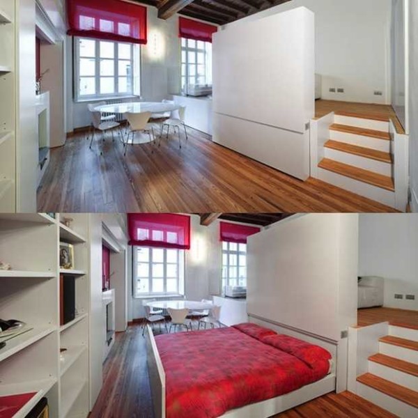The bed goes under the catwalk, the bed goes under the catwalk