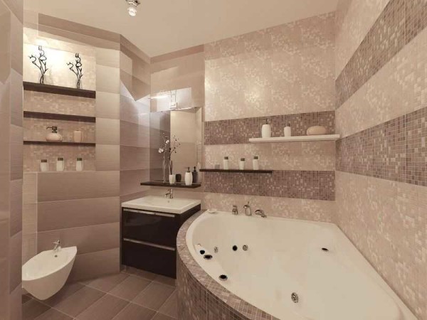 Mosaic in combination with matching tiles - stylish and beautiful