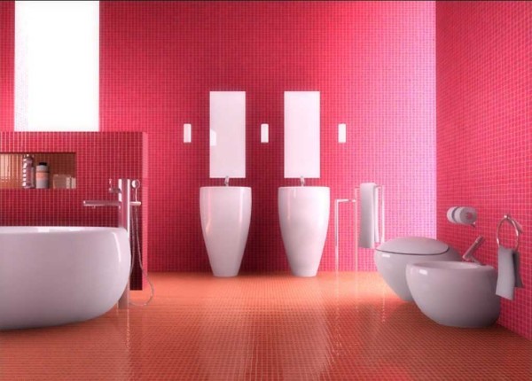 Unusual shape of plumbing for stylish bathroom design