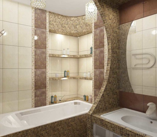 And again the mosaic ... The bathtub is successfully separated from the washbasin - there will be less splashes