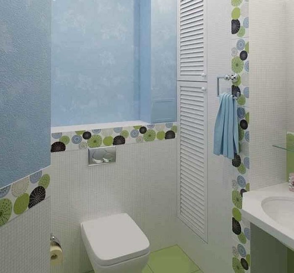 When installing a cantilever toilet, the raised wall covers the mounting frame. Pay attention - textured ceramic tiles are laid at the bottom - top - decorative plaster
